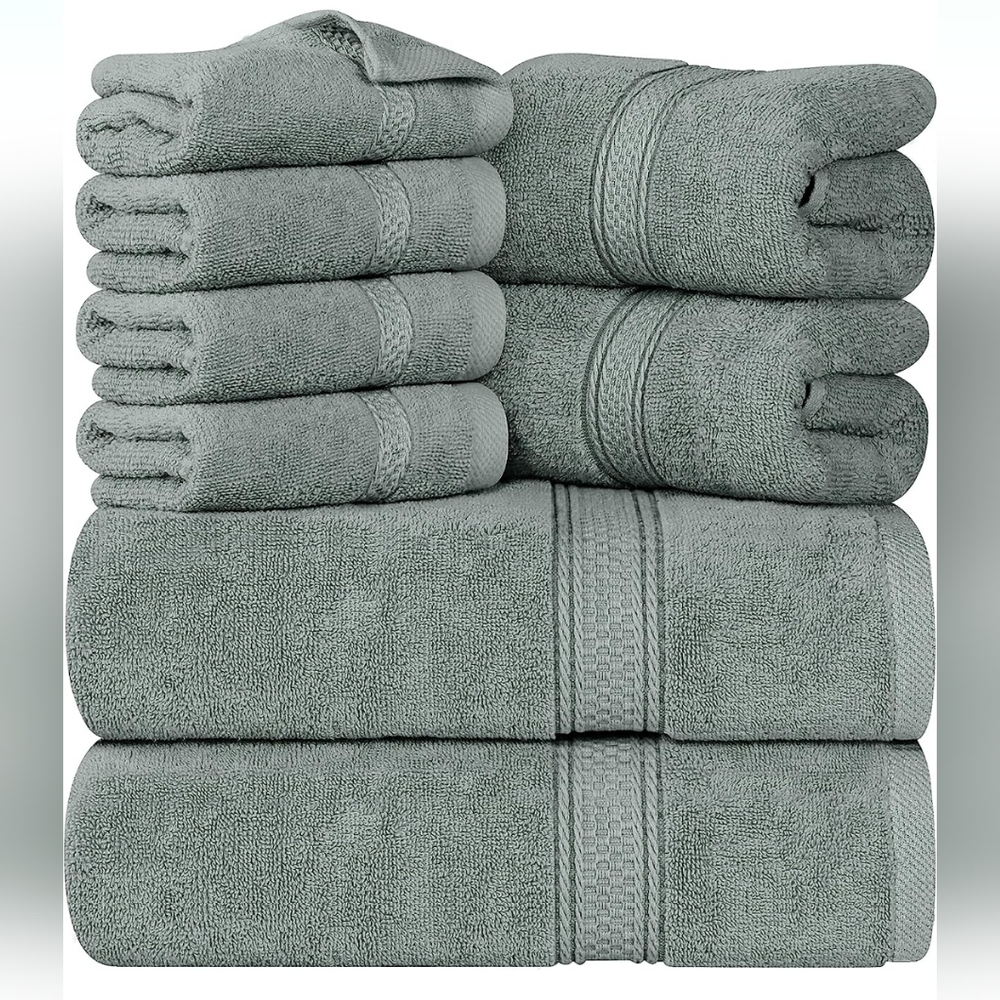 8-Piece Premium Towel Set, 2 Bath Towels, 2 Hand Towels, and 4 Wash Clothes
